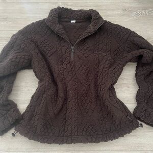 Brown Quarter Zip Sherpa
